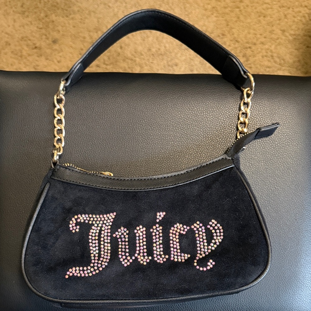 Juicy Couture Black Shoulder Bag with Gold Chain